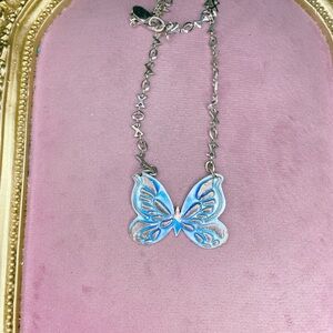 Blue Butterfly Pendant Necklace